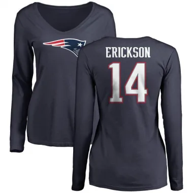 Navy Women's Alex Erickson New England Patriots Logo Slim Fit Long Sleeve T-Shirt -