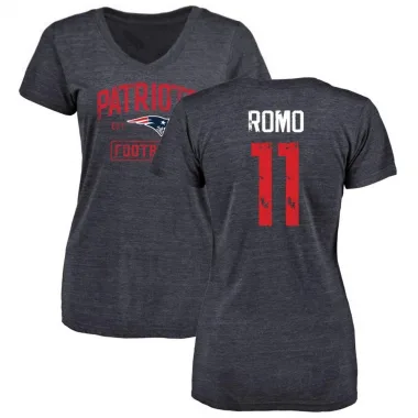 Navy Women's John Parker Romo New England Patriots Distressed V-Neck T-Shirt