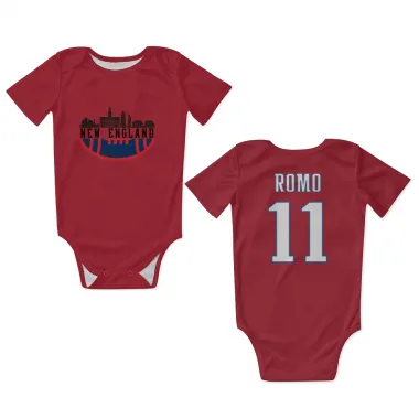 Red New England Patriots John Parker Romo   Newborn & Infant Bodysuit