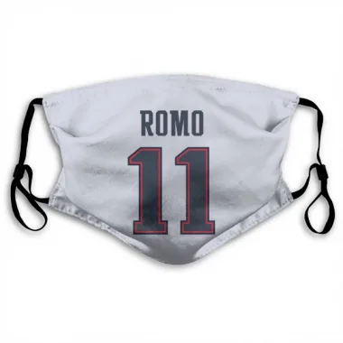 White New England Patriots John Parker Romo   Face Mask